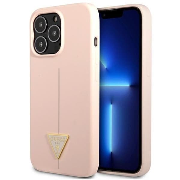 Guess iPhone 13 Pro Max Skal Silicone Triangle - Pinkki Rosa