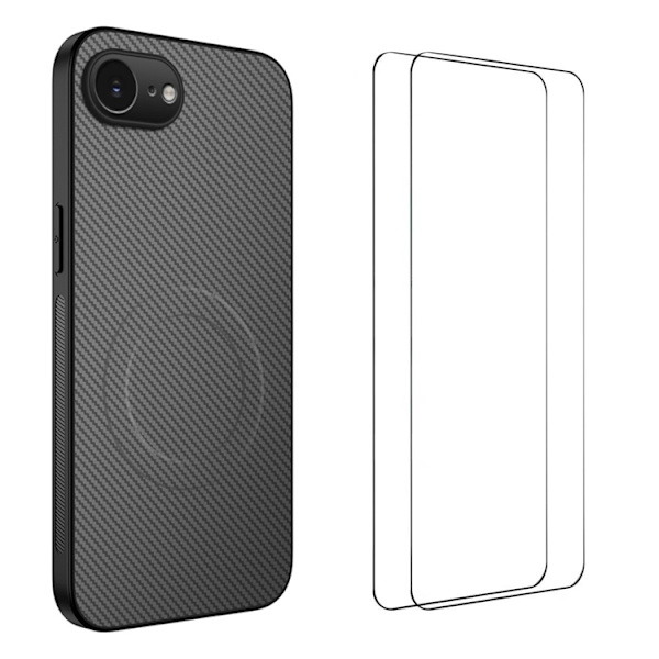 WANLONFENG Mobilskal till iPhone 16e MagSafe + [2-Pack] Härdat Glas Grå