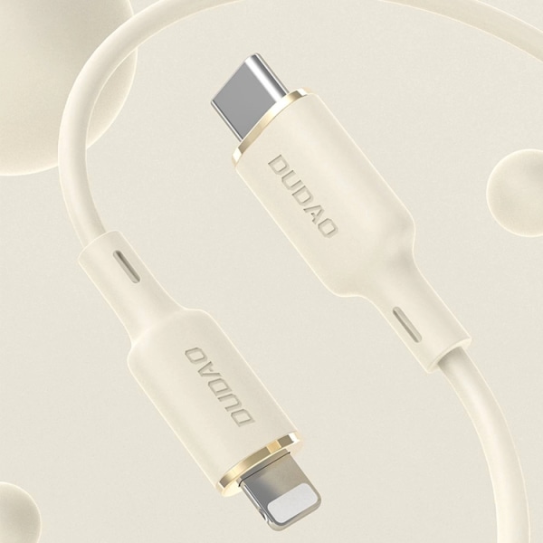 Dudao 2in1 USB-C-USB-C/Lightning-kaapeli 1,2 m - beige