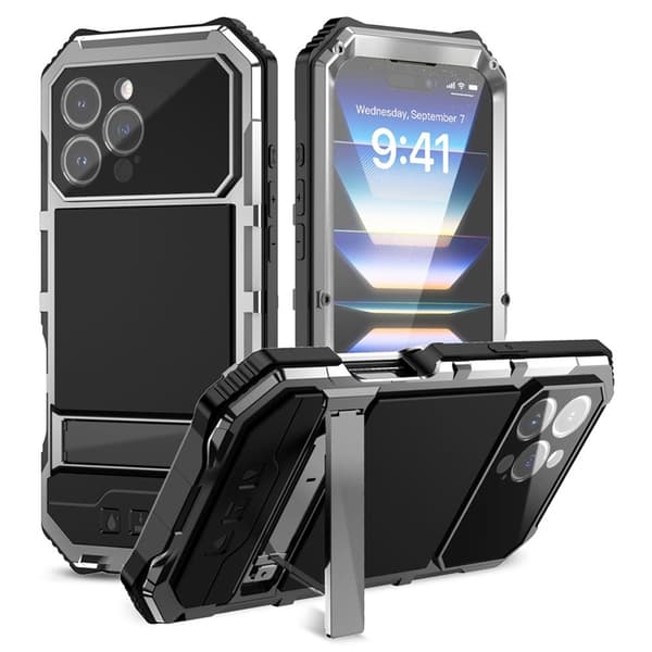 R-JUST Mobilskal till iPhone 16 Pro Max med Härdat Glas - Silver Silver