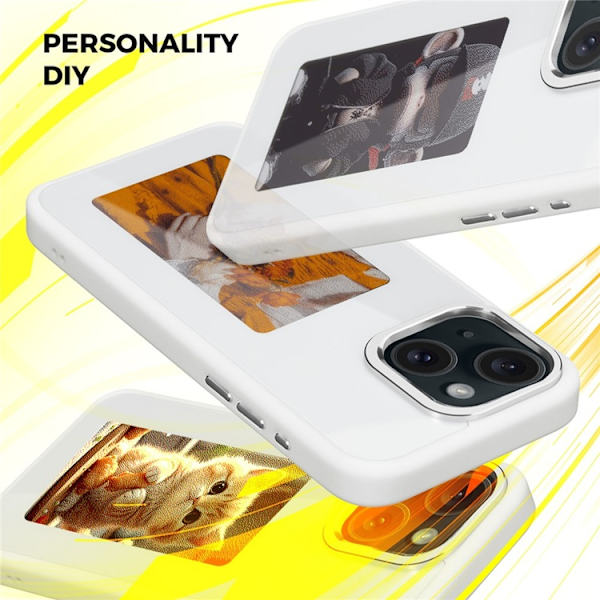 Mobilskal till iPhone 15 E Ink 4-Color Display Customized - Vit Vit