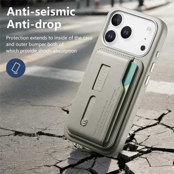 Mobilskal till iPhone 17 Pro Max Magsafe Detachable korthållare - Grå Grå