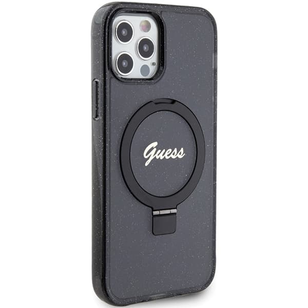 Guess telefontaske til iPhone 12/12 Pro MagSafe Ringstativ Script Glitter
