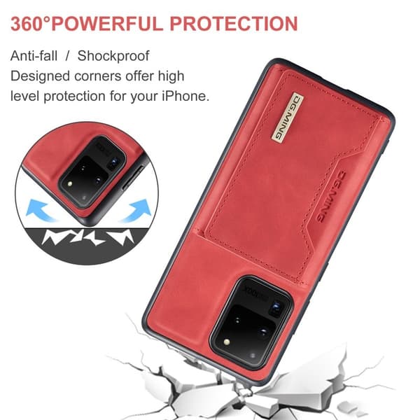 DG.MING M2 Tri-Fold Wallet Mobilskal för Samsung Galaxy S20 Ultra - Röd