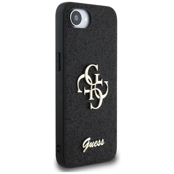 Guess Mobilskal till iPhone 16e Fixed Glitter Big 4G - Svart Svart