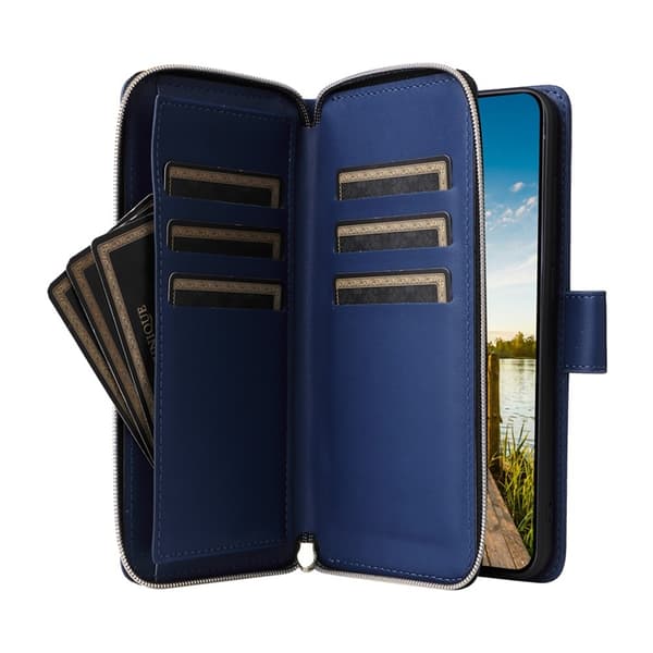 Galaxy A17 / A26 Konstläder Plånboksfodral Med Handledsrem - Blå Blå