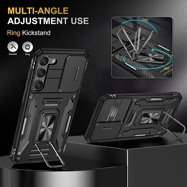 Galaxy S24 Mobilskal Kickstand med Linskydd - Svart Svart