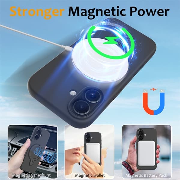 Mobilskal till iPhone 17 MagSafe Kickstand PC + Silikon - Svartgrå Grå