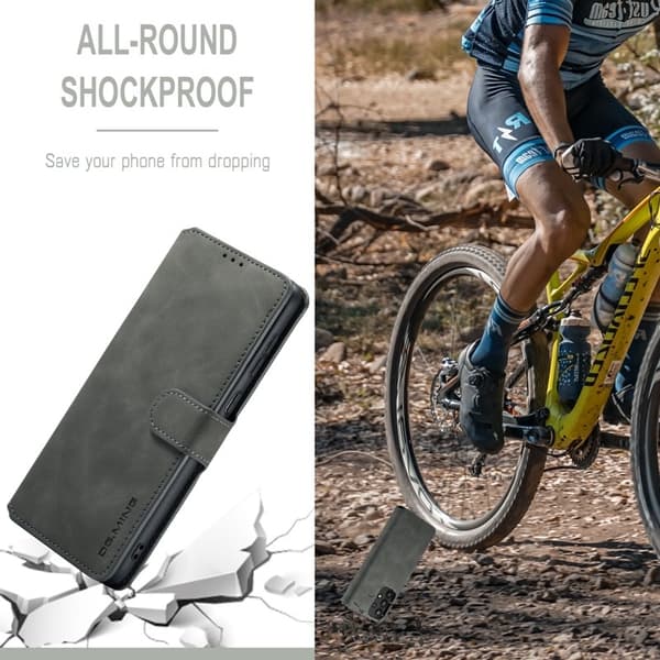 DG.MING Samsung Galaxy A33 5G Konstläder Plånboksfodral Retro Grå