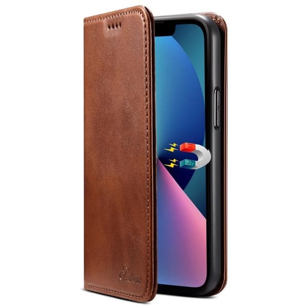SUTENI iPhone 14 Plus Plånboksfodral Magnetic Kickstand - Brun