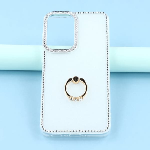 Mobilskal för Samsung Galaxy S26 Ring Kickstand TPU + PC - Glittrande Vit
