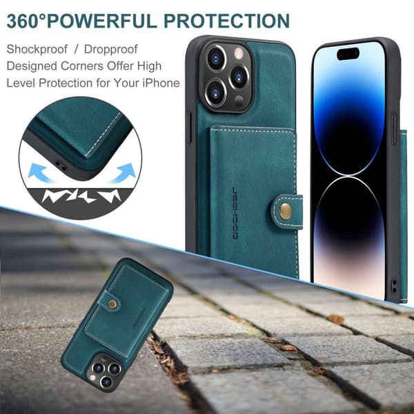 JEEHOOD Mobilskal till iPhone 14 Pro Max Retro Konstläder Grön
