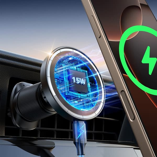 Joyroom Magsafe Bilholder Dashboard Trådløs Oplader Svart