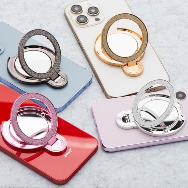 Mobiltelefonstativ CIRCLE MIRROR Stick-on - Sort Svart