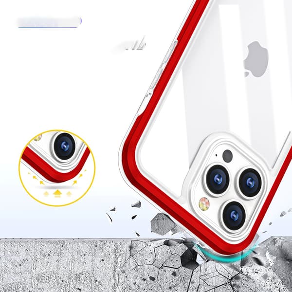 iPhone 13 Pro Max Skal Clear 3in1 - Röd Röd