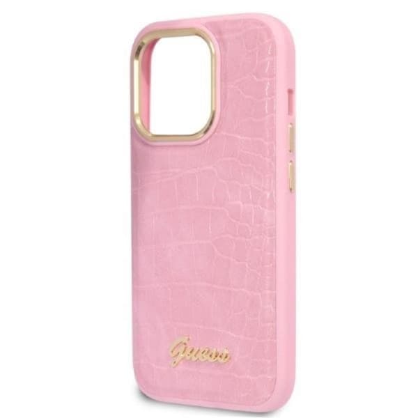 GUESS iPhone 14 Pro Kuori Croco Collection - Pinkki Rosa