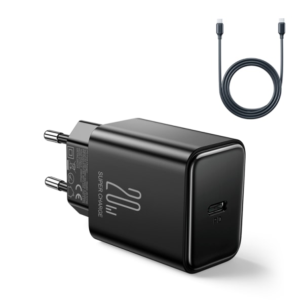 Joyroom USB-C-seinälaturi + USB-C-kaapeli PD 20W - musta