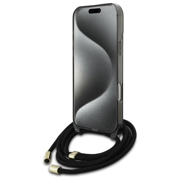 Guess Mobilskal till iPhone 16 Pro Max MagSafe Crossbody Cord Script - Svart Black
