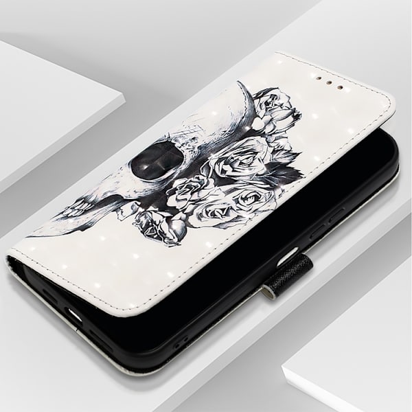 iPhone 17 Pro Plånboksfodral Printing Pattern Med Strap Vit