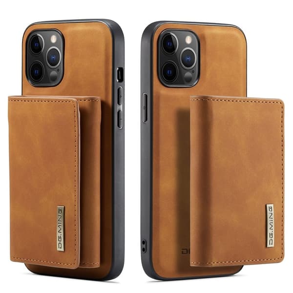 DG.MING M1 Series Plånboksfodral Konstläder för iPhone 13 Pro Max - Brun