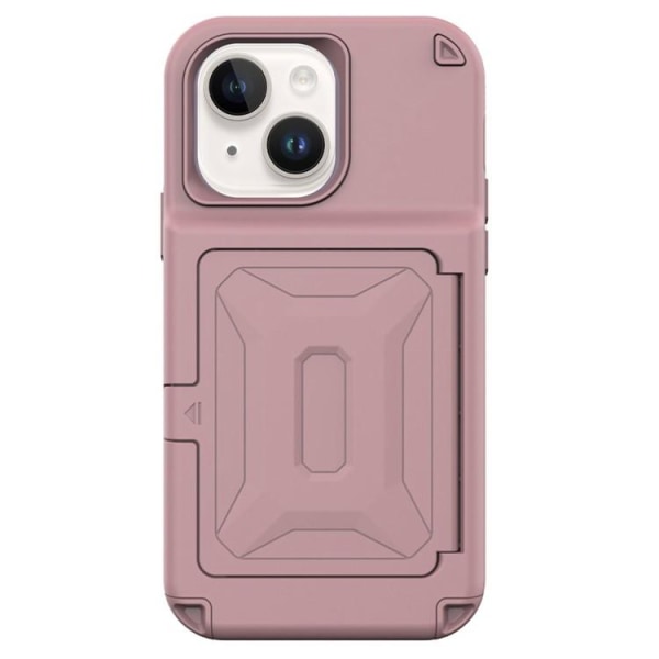 iPhone 14 Plus Skal Korthållare Mirror Kickstand - Rosa