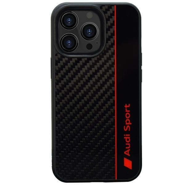 Audi iPhone 13 Pro Max Mobilskal Carbon Fiber Stripe - Sort Black