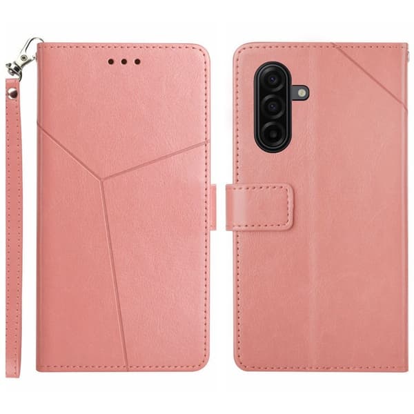 Mobilskal till Samsung Galaxy S26 Y-formade Linjer Prägling KonstLäder - Rosa