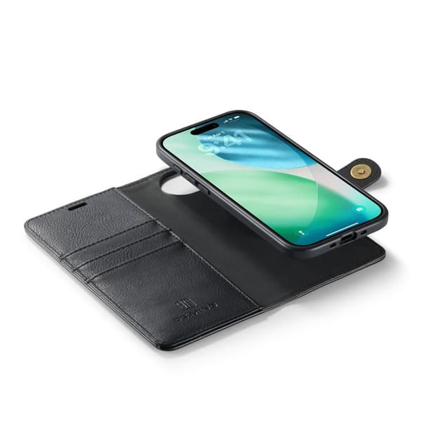 DG.MING iPhone Air Plånboksfodral Avtagbart Äkta läder Svart