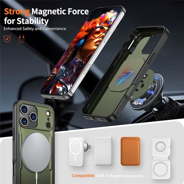Mobilskal till iPhone 17 Pro MagSafe TPU+PC Kickstand - Olivgrön Grön