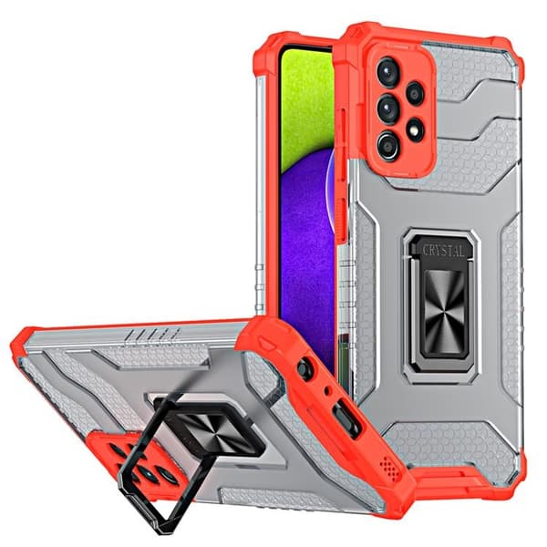 Crystal Ring Kickstand Cover Galaxy A72 4G - Rød Röd