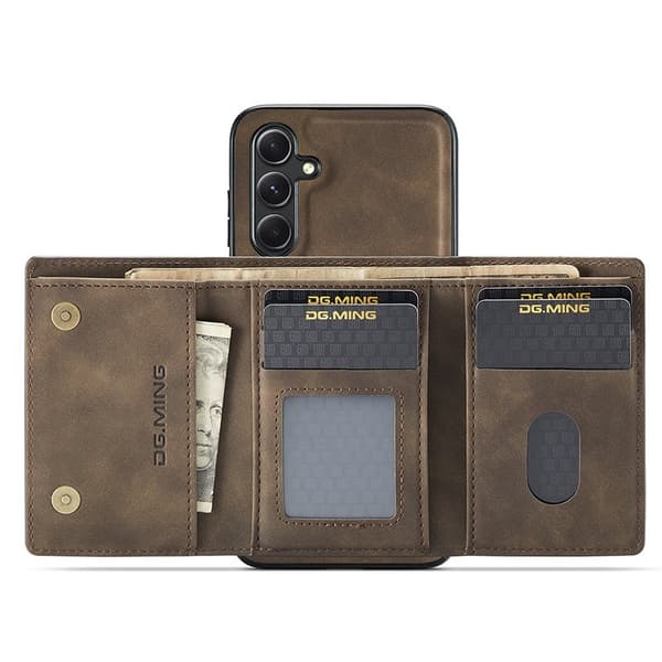 DG.MING Samsung Galaxy S23 FE Konstläder Plånboksfodral Brun