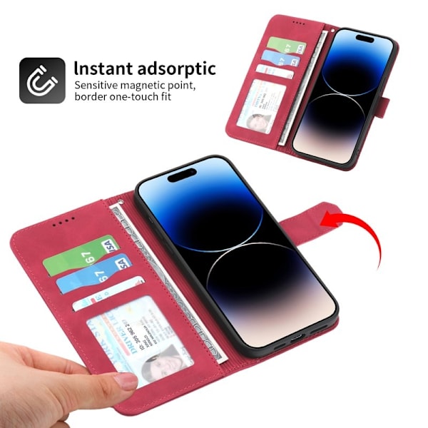 DIERFENG DF-03 Plånboksfodral i Konstläder för iPhone 12 Pro Max - Röd