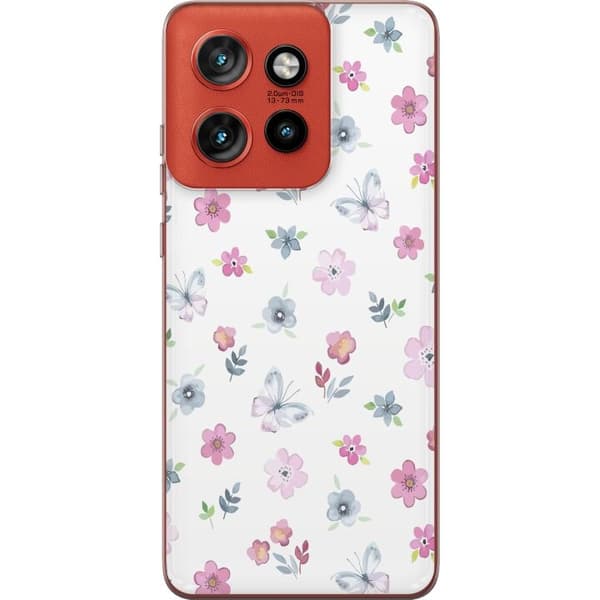 Mobiletui til Motorola Edge 50 Neo med blomster og sommerfugle