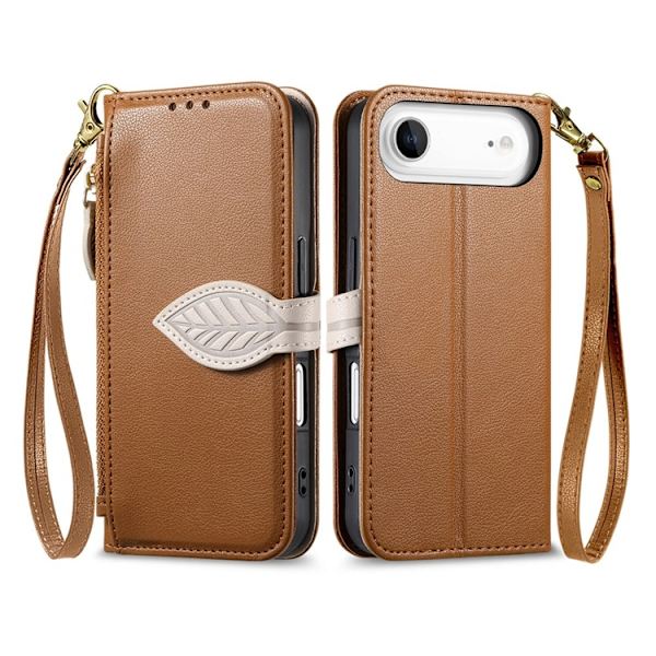 iPhone Air Plånboksfodral Leaf Magnetiskt Spänne Konstläder - Brun Brun