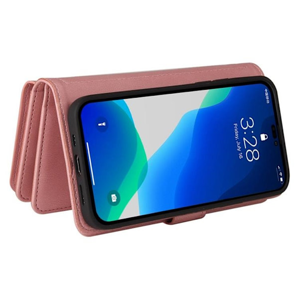 iPhone 14 Plus Plånboksfodral KT Zipper - Rosa Rosa