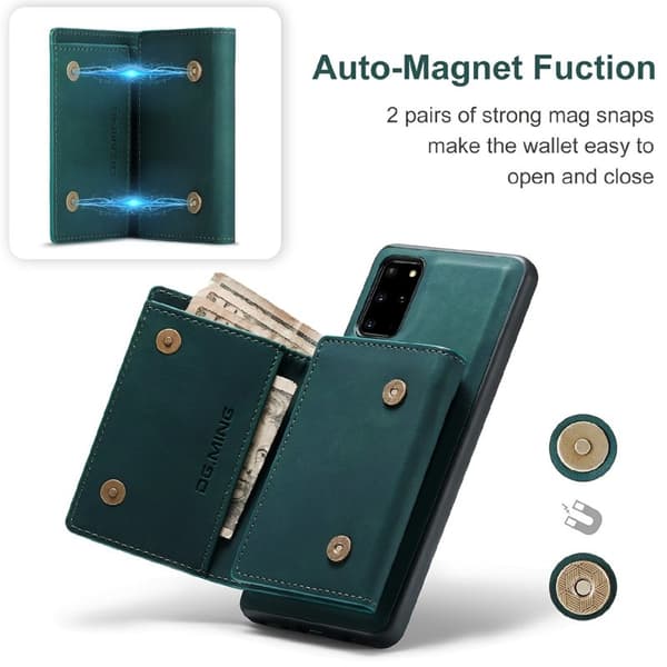 DG.MING Magnetiskt Plånboksfodral för Samsung Galaxy S20 Plus - Grön