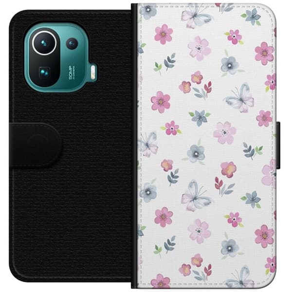 Pung Taske til Xiaomi Mi 11 Pro med blomster og sommerfugle