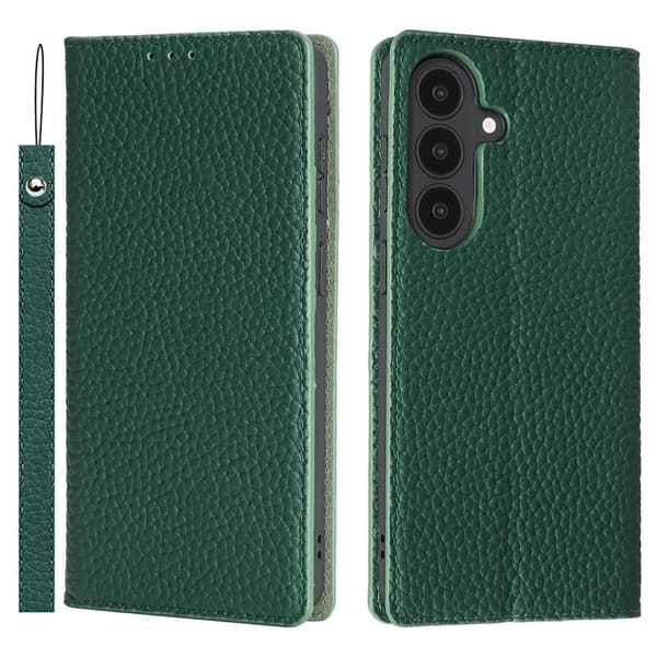 Plånboksfodral för Samsung Galaxy S26 Plus Äkta läder - Mörkgrön