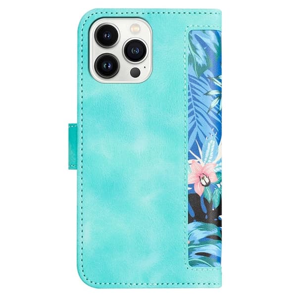 iPhone 15 Pro Pungeetui Blomstermønster - Grøn Grön