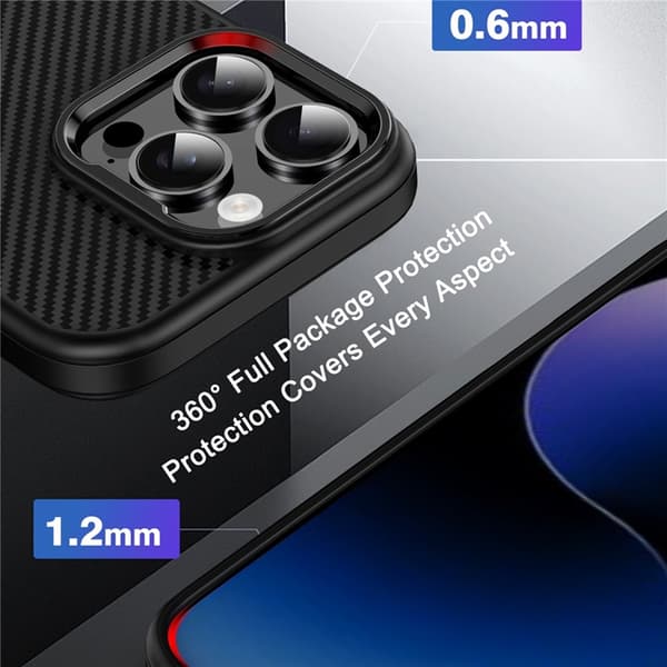 IPAKY Mobilskal till iPhone 16 Pro Carbon Fiber - Grå Grå