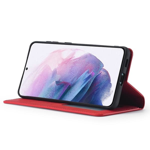 FORWENW Galaxy S22+ Plånboksfodral i Konstläder - Röd