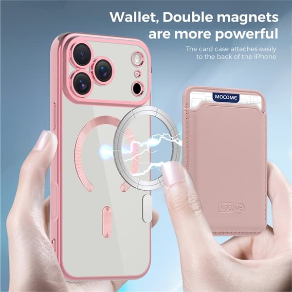 Mobilskal till iPhone 17 Pro Max MagSafe Korthållare TPU + PC - Rosa Rosa