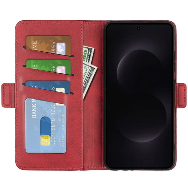 Samsung Galaxy S26 Ultra Plånboksfodral Konstläder - Röd