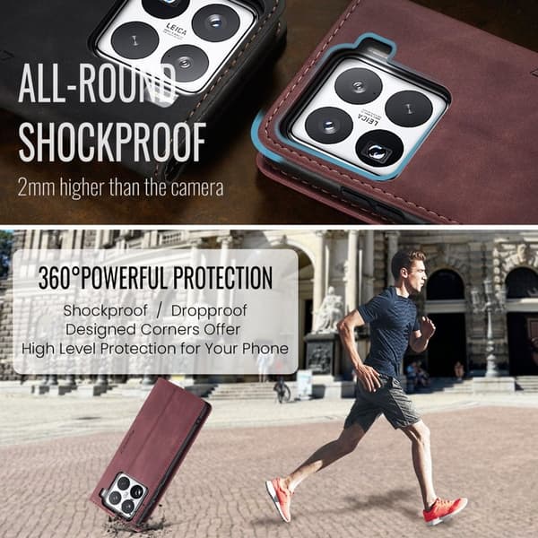 CASEME 013 Xiaomi 15 Pro Case Plånboksfodral Konstläder Röd