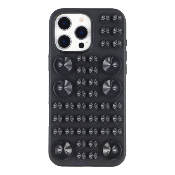 Mobilskal till iPhone 16 Pro Sugkopp Silikon med Tygfoder Svart