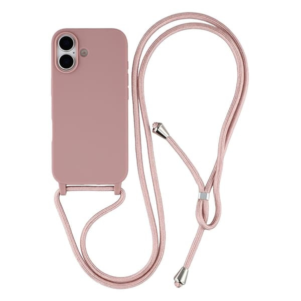 Mobilskal till iPhone 17 TPU Shockproof med Lanyard - Djuprosa Rosa