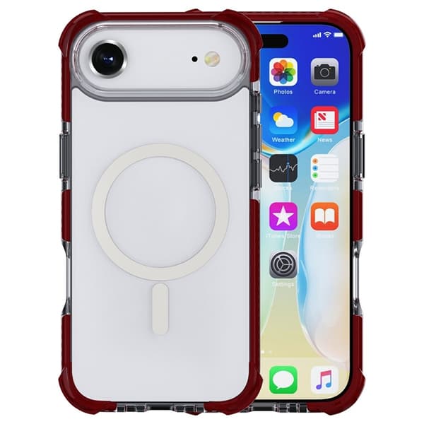 Mobilskal till iPhone Air MagSafe Förstärkta Hörn Acrylic Vinröd