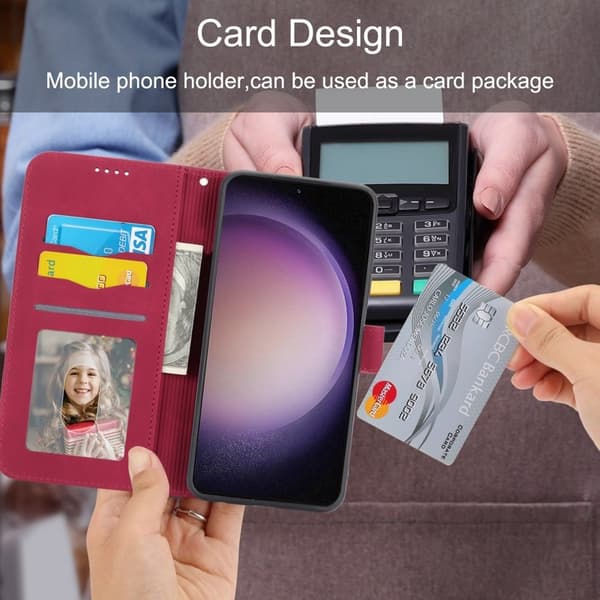 DIERFENG DF-03 Plånboksfodral för Samsung Galaxy S23+ - Konstläder - Röd