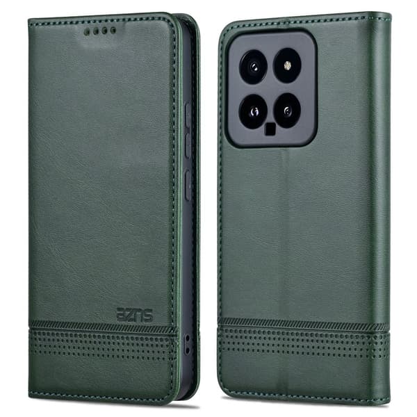 AZNS Xiaomi 14 Plånboksfodral Anti-Scratch Ställ Plånboksfodral - Grön
