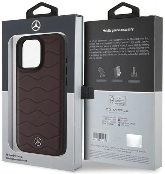 Mercedes telefontaske til iPhone 16 Pro Max MB Waves Læder - Rød Röd